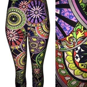 Super Soft Leggings Funky Bright Mandala Design